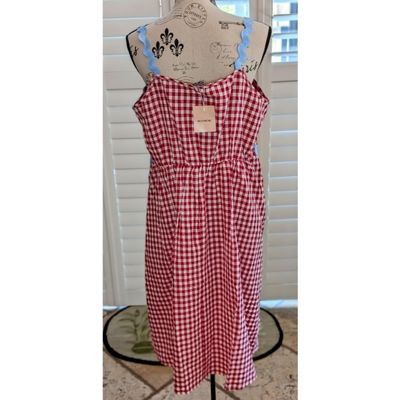 Bloomchic Red Gingham Dress with Blue Trim Size 1X (14-16) NWT - Picture 7 of 9